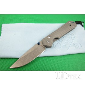 Small Chris Reeve Corrugated titanium handle folding knife UD401894